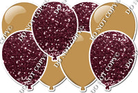 Burgundy Sparkle & Flat Gold Horizontal Balloon Panel
