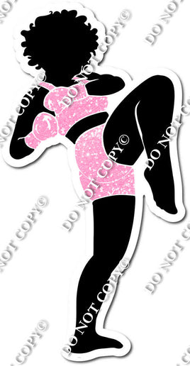 Kick Boxing Girl Kicking - Sparkle Baby Pink w/ Variants