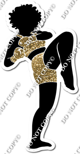 Kick Boxing Girl Kicking - Sparkle Gold w/ Variants