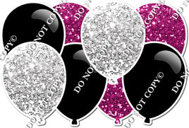 Light Silver & Hot Pink Sparkle & Flat Black Horizontal Balloon Panel