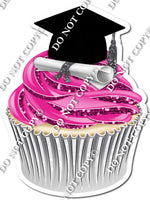 Hot Pink - Blank Graduation Cap Cupcake
