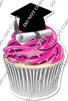 Hot Pink - Blank Graduation Cap Cupcake