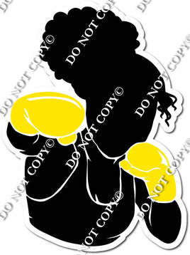 Kick Boxing Girl Punching - Flat Yellow w/ Variants