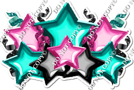 Foil Star Panel - Teal, Hot Pink, Black