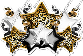 Foil Star Panel - Gold Leopard, Black, White