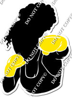 Kick Boxing Girl Punching - Flat Yellow w/ Variants