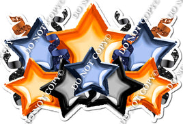 Foil Star Panel - Orange, Navy Blue, Black