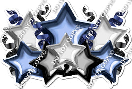 Foil Star Panel - Navy Blue, Silver, Black