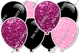 Sparkle Hot Pink & Baby Pink & Flat Black Horizontal Balloon Panel