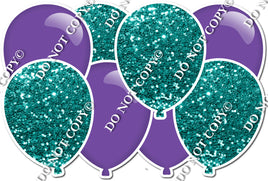 Teal Sparkle & Flat Purple Horizontal Balloon Panel