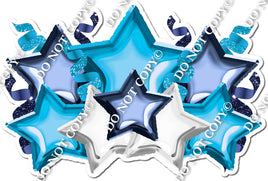 Foil Star Panel - Caribbean, Navy Blue, White