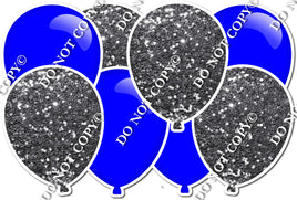Silver Sparkle & Flat Blue Horizontal Balloon Panel