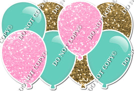 Baby Pink & Gold Sparkle & Flat Mint Horizontal Balloon Panel