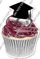 Burgundy - Blank Graduation Cap Cupcake