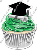 Green - Blank Graduation Cap Cupcake