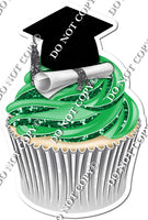 Green - Blank Graduation Cap Cupcake