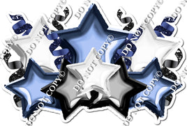 Foil Star Panel - Navy Blue, Black, White