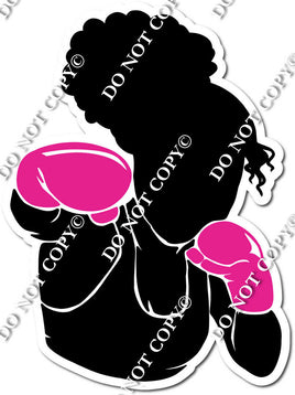 Kick Boxing Girl Punching - Flat Hot Pink w/ Variants