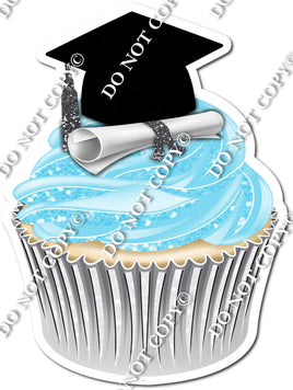 Baby Blue - Blank Graduation Cap Cupcake