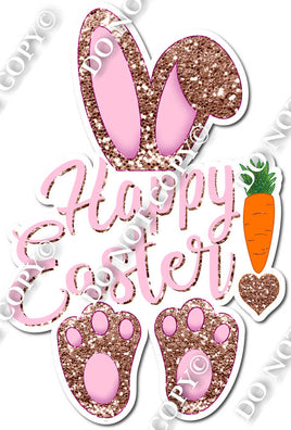 Happy Easter Bunny Rose Gold Sparkle