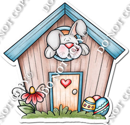 Easter House with Blue Bunny