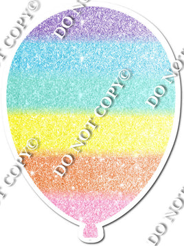 Horizontal Pastel Rainbow Glitter Balloon