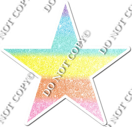 Horizontal Pastel Rainbow Glitter Star
