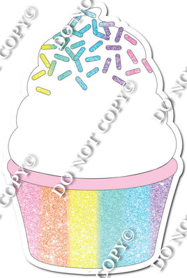 Pastel Glitter Rainbow Cupcake
