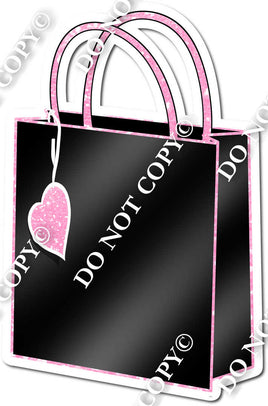 Shopping Bag - Black & Baby Pink