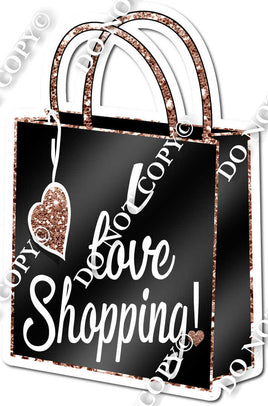 Shopping Bag - I Love Shopping Black & Rose Gold