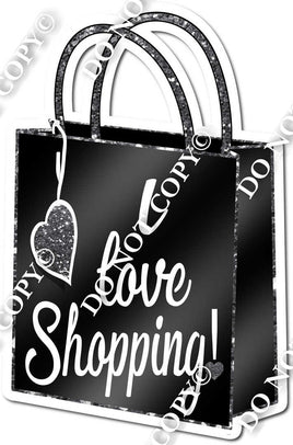 Shopping Bag - I Love Shopping Black & Silver