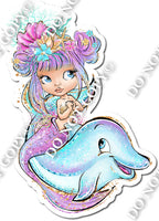 Fancy Light Skin Tone Mermaid on Dolphin w/ Variants