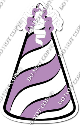 Flat Lavender & White Party Hat w/ Variant
