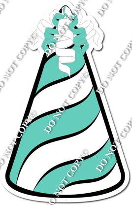 Flat Mint & White Party Hat w/ Variant