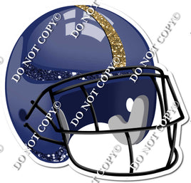 Football Helmet - Navy Blue / Gold w/ Variants