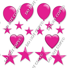16pc Hot Pink with Highlight Flair Set Flair-hbd0414