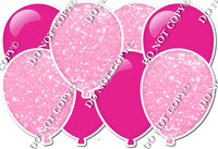 Flat Hot Pink & Baby Pink Sparkle - Horizontal Balloon Panel