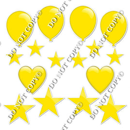 16pc Yellow with Highlight Flair Set Flair-hbd0425