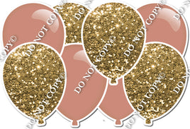 Flat Rose Gold & Gold Sparkle - Horizontal Balloon Panel