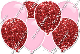 Flat Baby Pink & Red Sparkle - Horizontal Balloon Panel