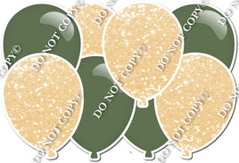 Champagne Sparkle & Flat Sage - Horizontal Balloon Panel