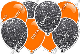 Silver Sparkle & Flat Orange - Horizontal Balloon Panel