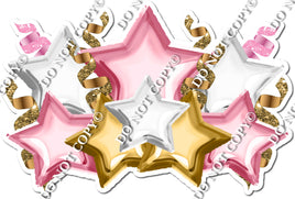 Foil Star Panel - Baby Pink, White, Gold