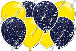 Navy Blue Sparkle & Flat Yellow - Horizontal Balloon Panel