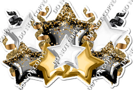 Foil Star Panel - Black Gold, White, Gold