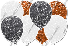 Silver, White & Orange Sparkle - Horizontal Balloon Panel