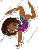 Dark Skin Tone Gymnastics Girl Doing Handstand w/ Variant