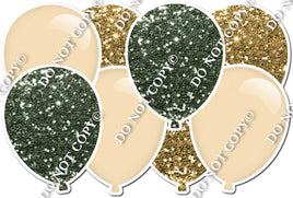Sage & Gold Sparkle & Flat Champagne - Horizontal Balloon Panel