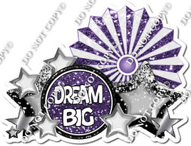 White & Purple Sparkle Dream Big Statement With Fan w/ Variant