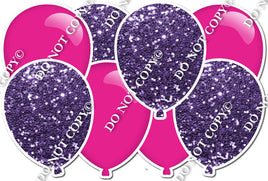 Purple Sparkle & Flat Hot Pink - Horizontal Balloon Panel